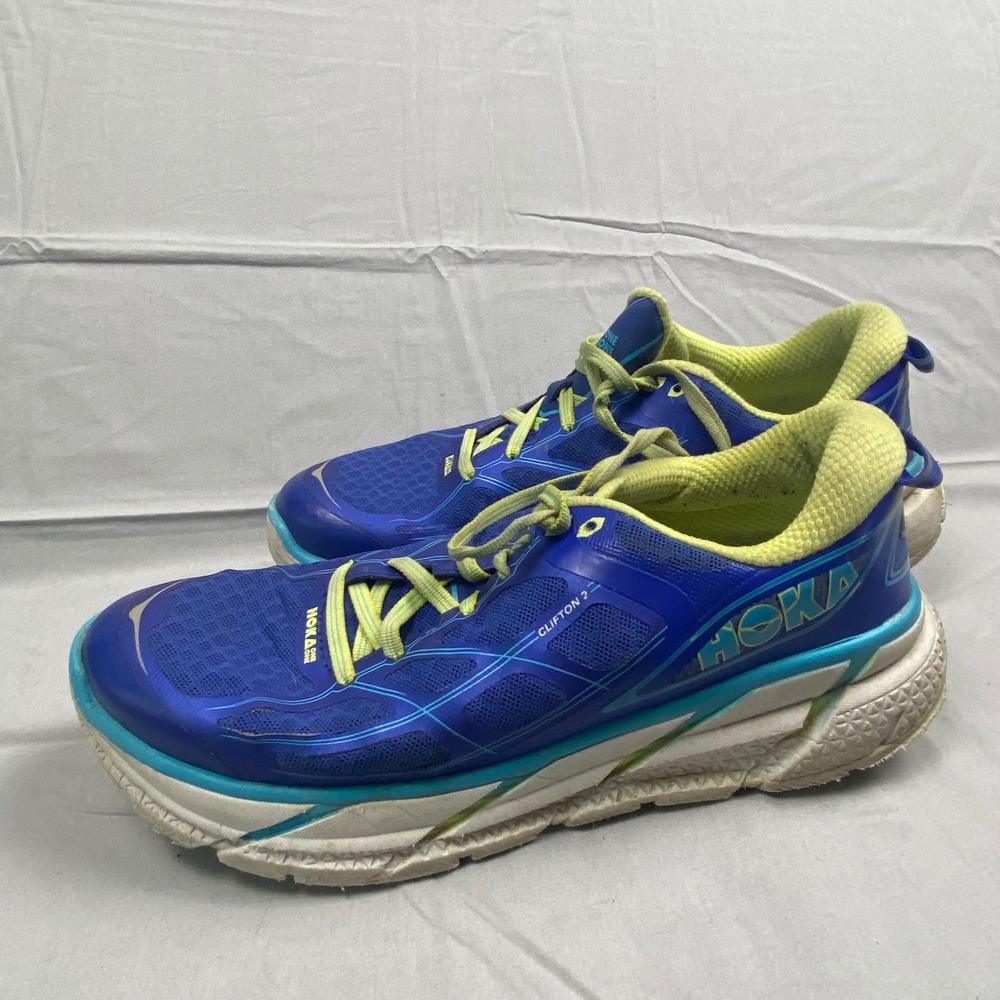 Hoka One One Clifton 2 Mens Running Shoes Blue Lime 1009628 TBSLM Size 9.5 US